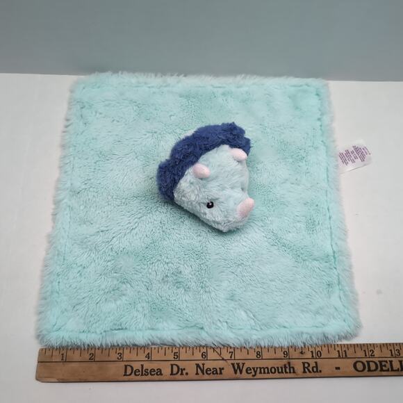 Parents Choice Blue Dino Triceratop Lovey Security Blanket Dinosaur Baby Plush - Picture 8 of 9